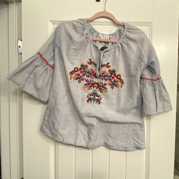 bhoma couture Tops - Bhoma Couture Embroidered Boho Blouse